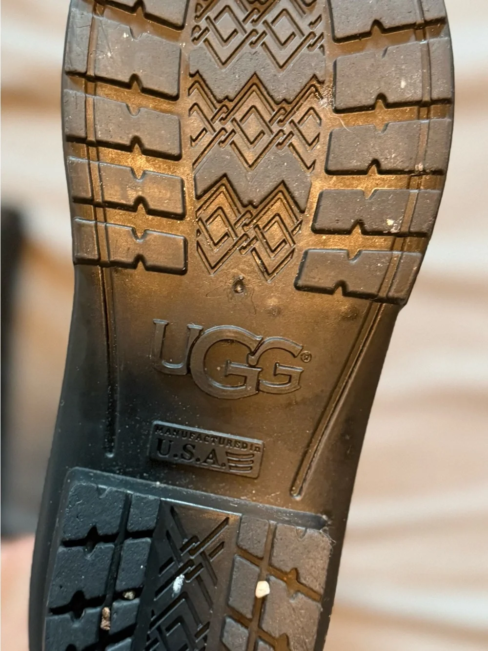 UGG Shay Glossy Black Tall Rain Boots with Logo Button